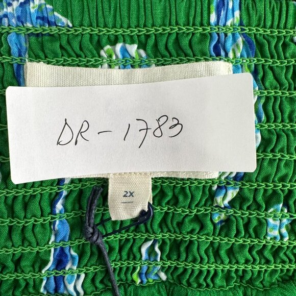 Printfresh Shoreline Dress 2X Green Blue Seashells Ruffle NWT DR-1783 - Picture 2 of 10